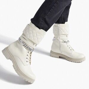 Shoe Dazzle Bone Banks Combat Boots Side Zipper Womens Size 6 NWOT‎ NEW NO BOX